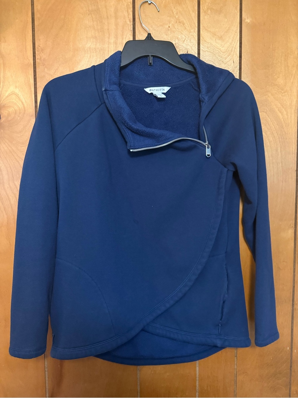 Athleta Deep Navy Asymmetrical Zip Pullover